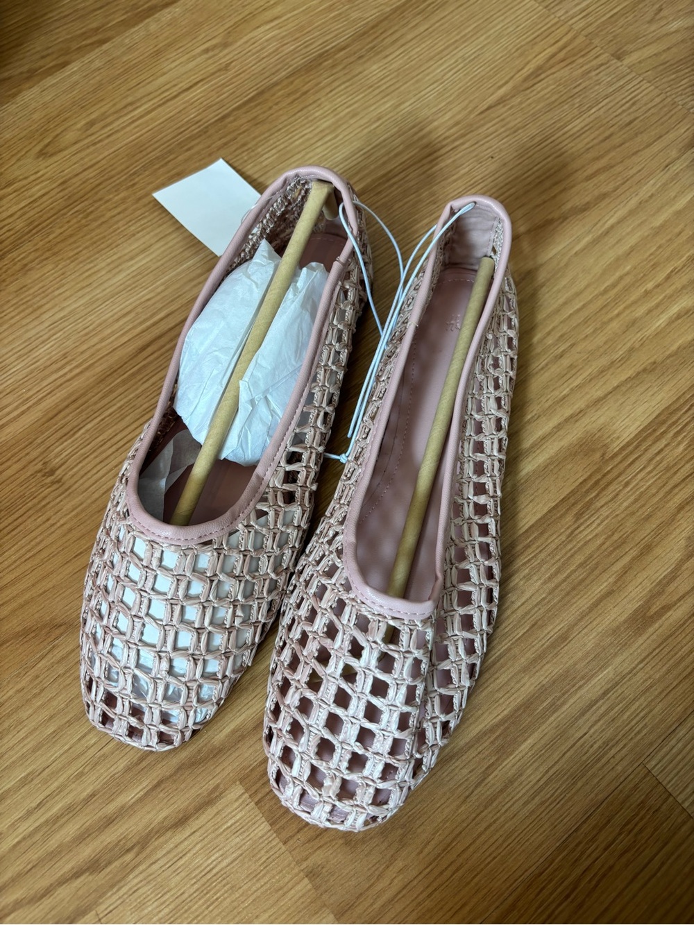 H&M Pink Woven Ballet Flats - Slip-On Casual Women's Shoes - Picture 2 of 6